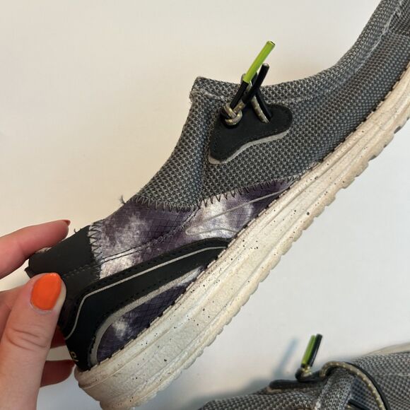 Hey Dude Wally Hawk Shoes Mens Size 9 Tie Dye Granite Grey Textured